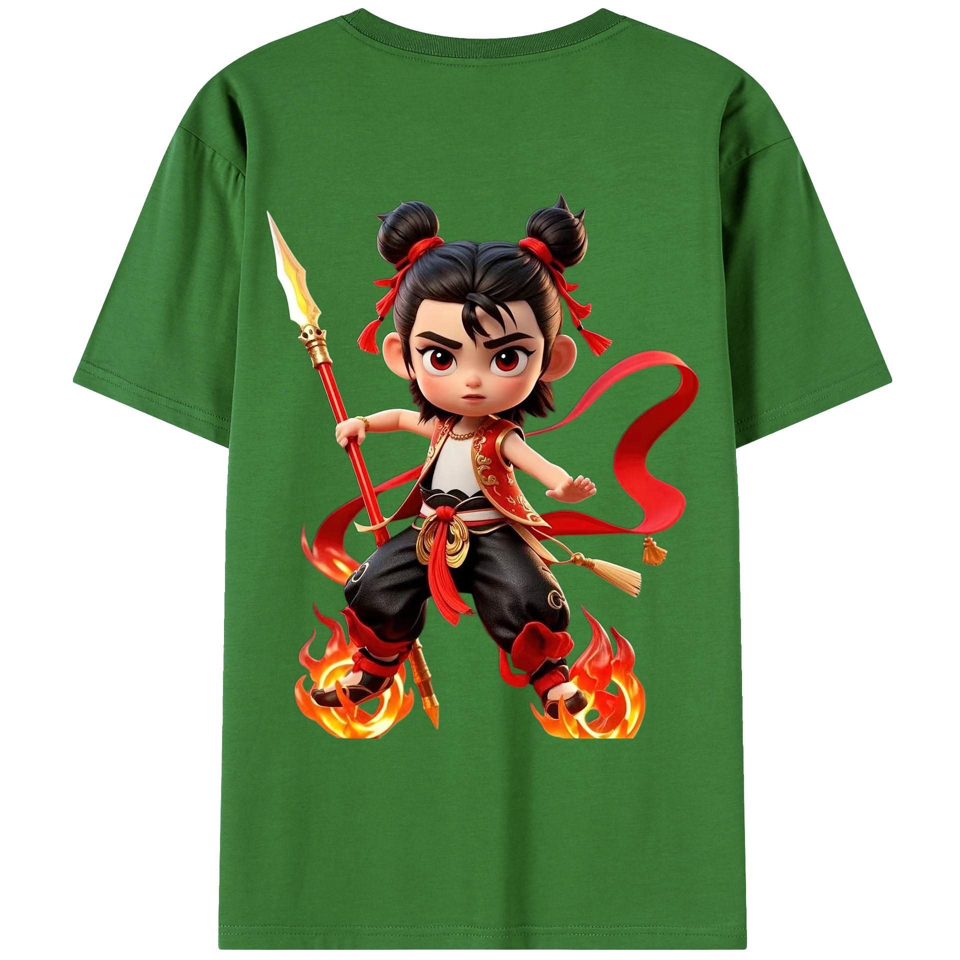 （画像用） Ne Zha 2 ナタ 魔童の大暴れ レディース半袖Tシャツ(バックプリント)